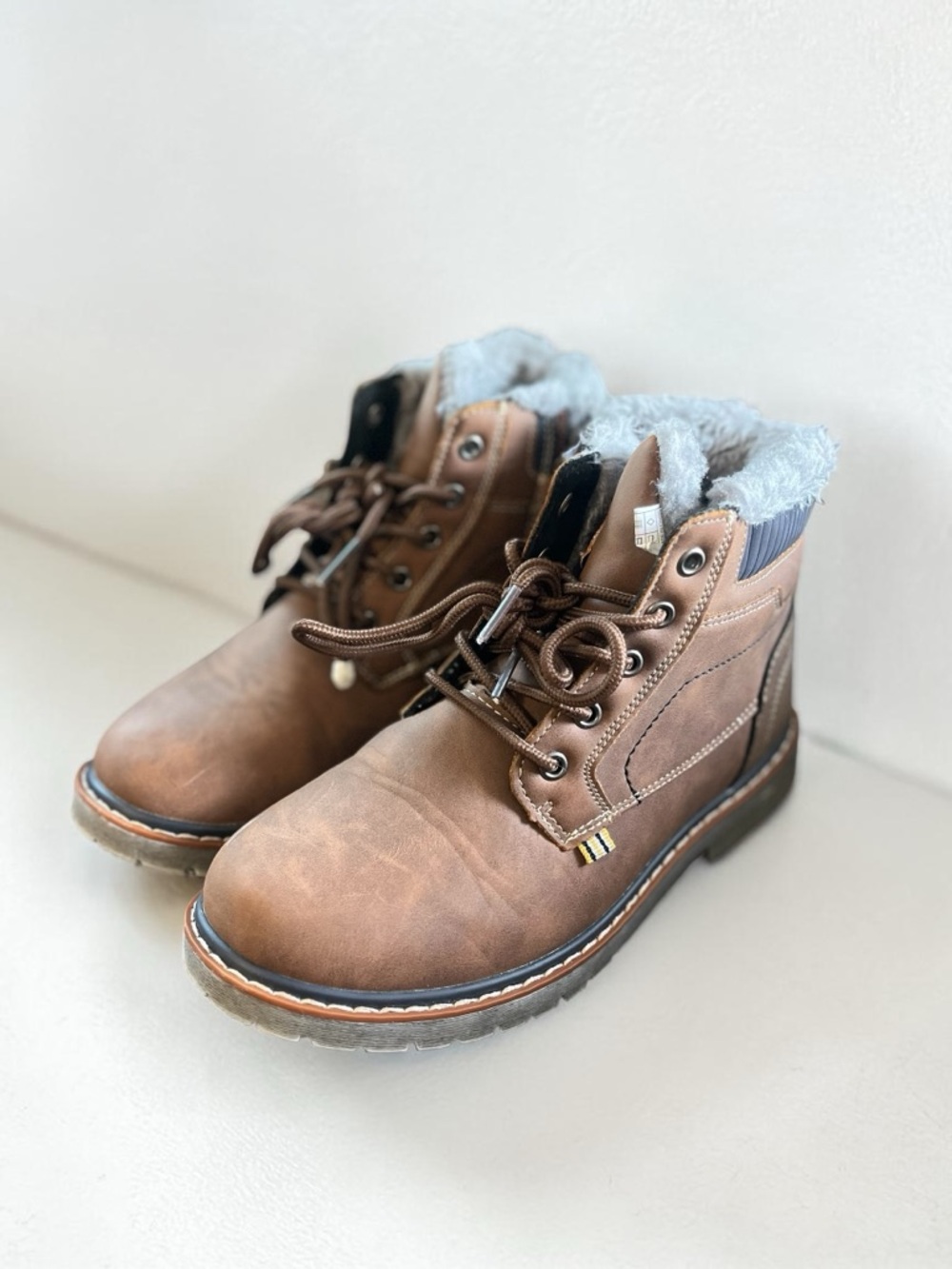 (Size 34 - big kids 2) Mishansha Kids Lace Up Snow Hiking Boots Water Resistant